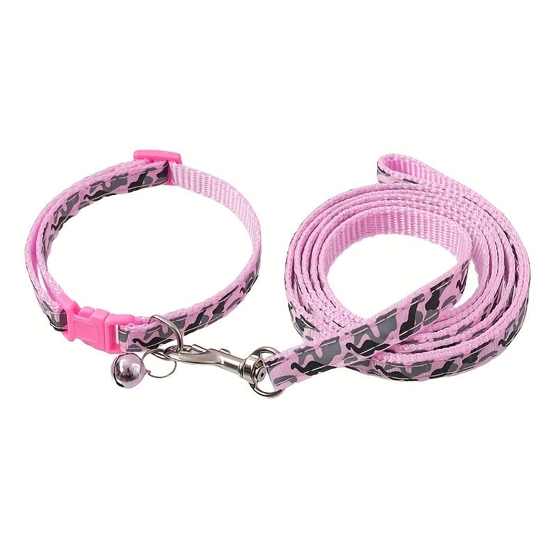 8pcs Geometric Pattern Dog Collar and Leash Set with Bell, Adjustable