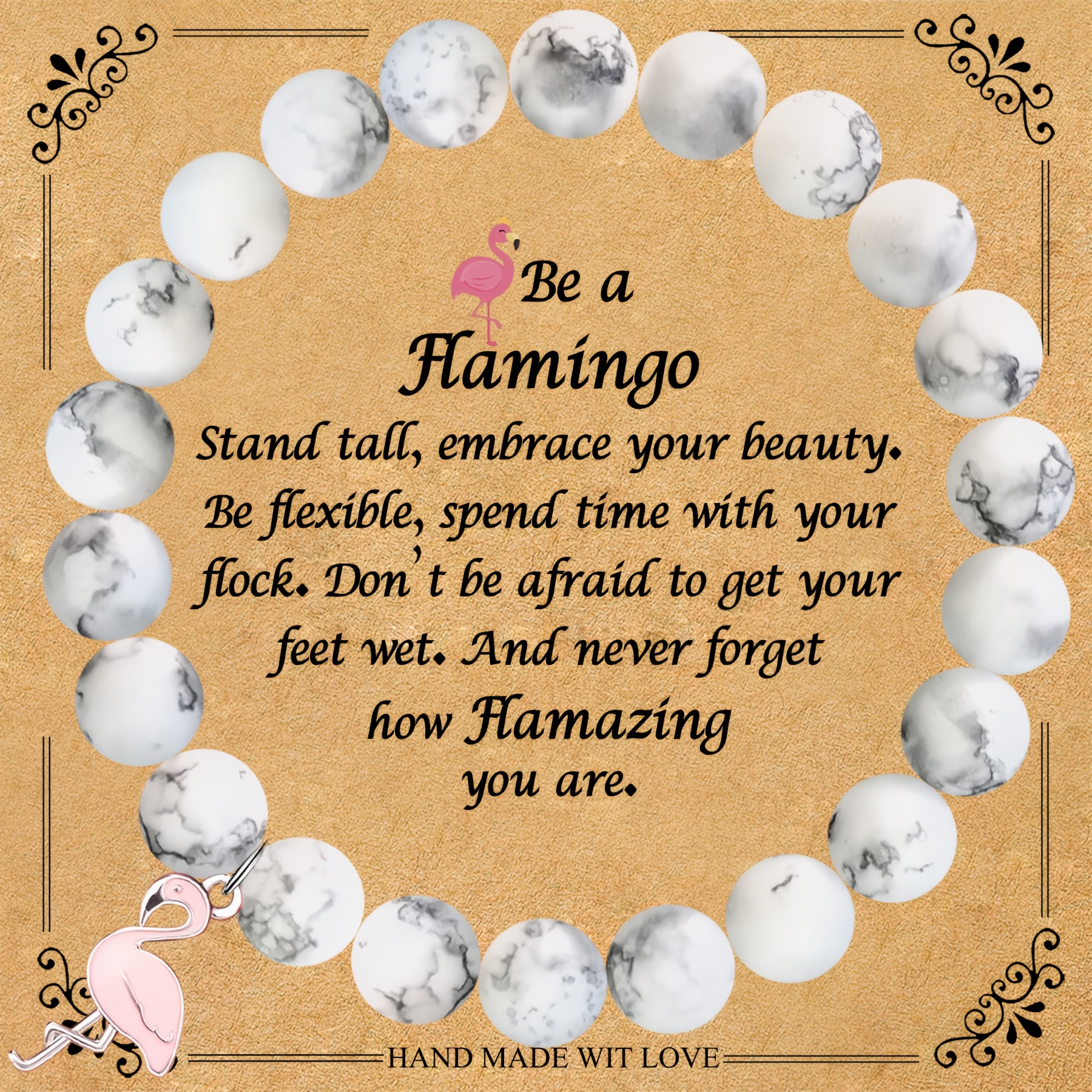 TEMU 1pc Back To School Gift/thanksgiving Gift/graduation Gift/birthday Gift, Stylish Dainty Flamingo Bracelet Gift For Dad Mom Teacher Daughter Son
