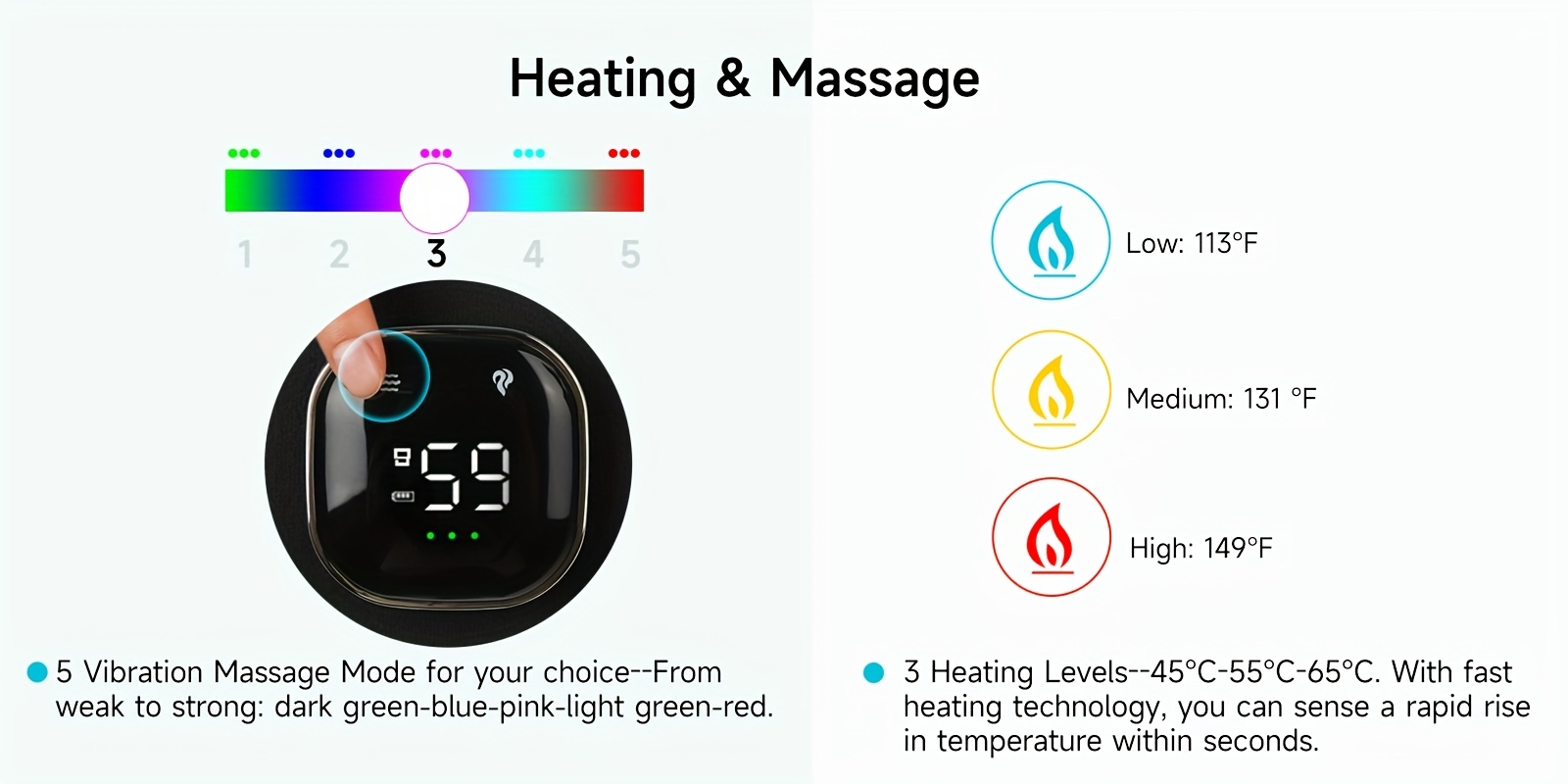 pad for back   cordless lower back massager with heat birthday gifts for dad men women   levels 5 massage mode 30  auto off 53inch fathers day and mothers day gifts Product details 4