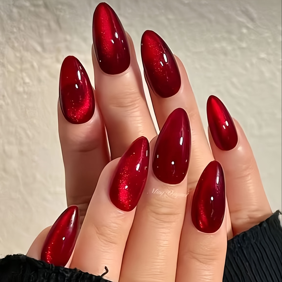 TEMU Almond-shaped Wearable Nail Art In The Color Of , With An Elegant Effect, Making Look Fairer. Are 48pcs Of Removable Nail Stickers.