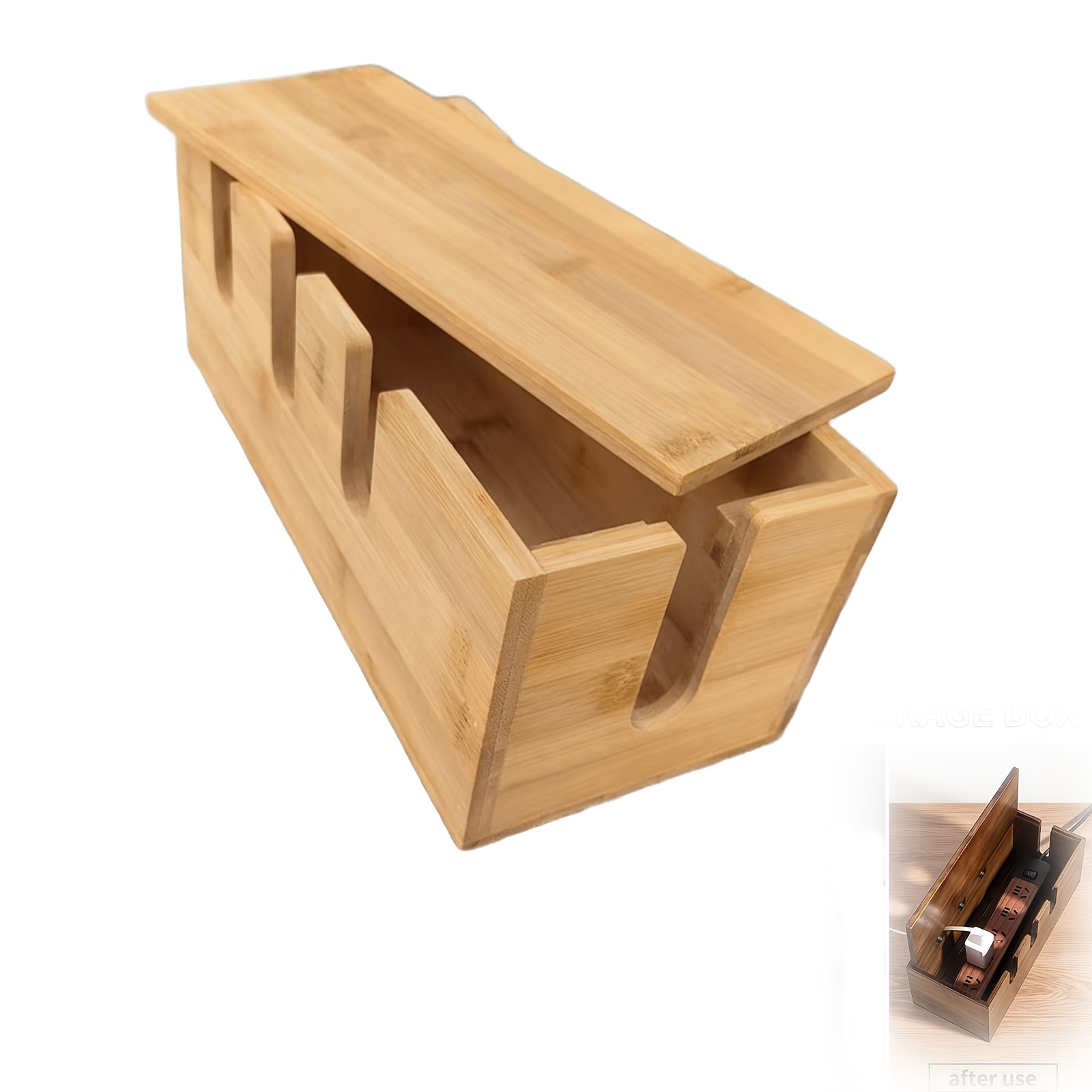 Cable Management Box, Bamboo Cord Hider Desk Organizer, Power Strip And Cord Hider Box, Protector Floor Cable Organizer, For Desktop Home Office