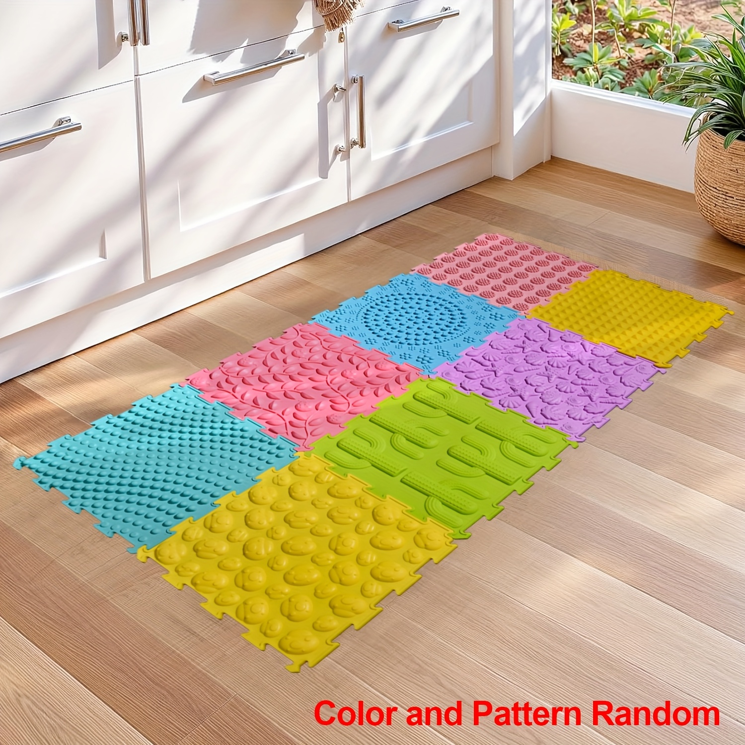 TEMU 8pcs/10pcs Silicone Interlocking Mats, Square Silicone Yoga Mats Massage Mats, Silicone Bath Mat, Washable Silicone Fitness Floor Mat, Crawling