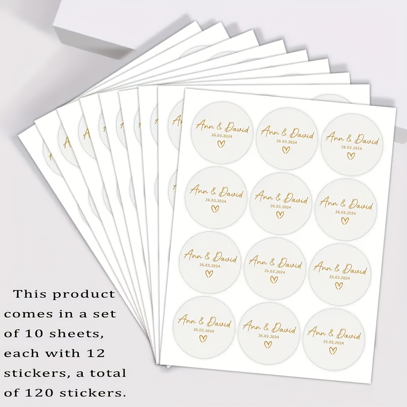 TEMU 120pcs Customizable Wedding Gift Wrap Tags - Custom Name And Date, 1.5