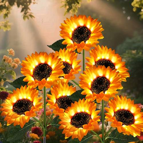 solar powered led sunflower garden lights realistic for decorating courtyards lawns homes patios and energy saving outdoor lighting garden lighting decorative solar garden lights