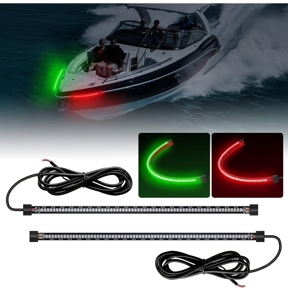 

2pcs 13inch 12v 66 Led Red Light Strip Navigation Marine Bow Light For Universal Pontoon Boat Bass Boat