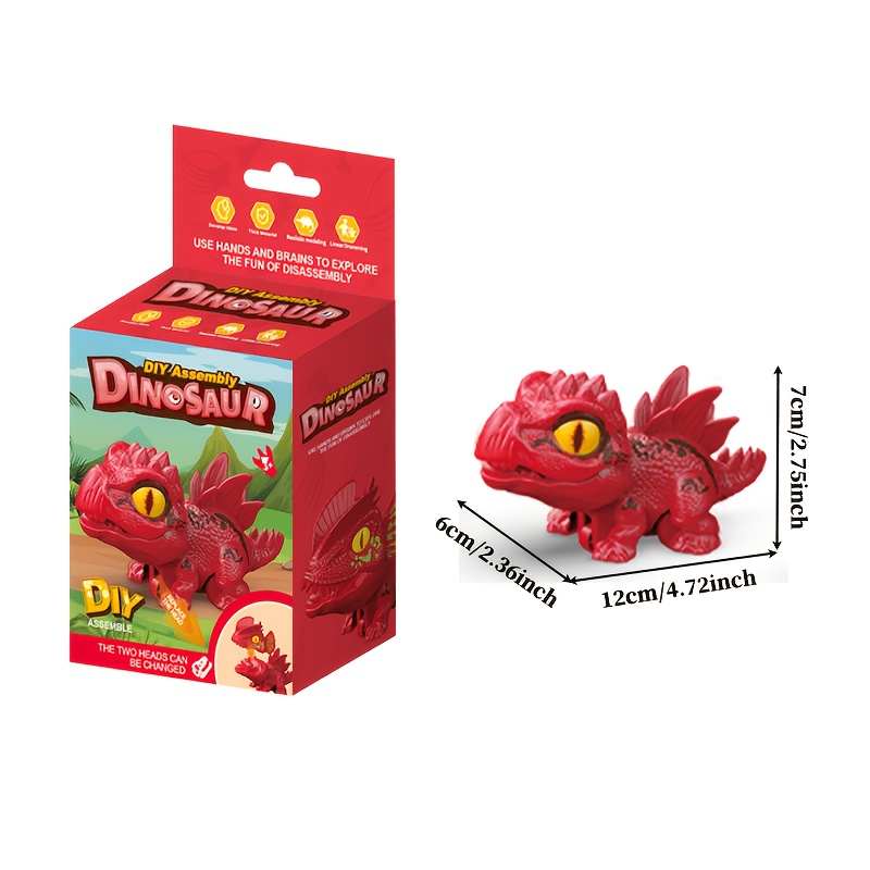 Assembly Dinosaur Scooter, Interchangeable Head Mini Dinosaur Model Toy