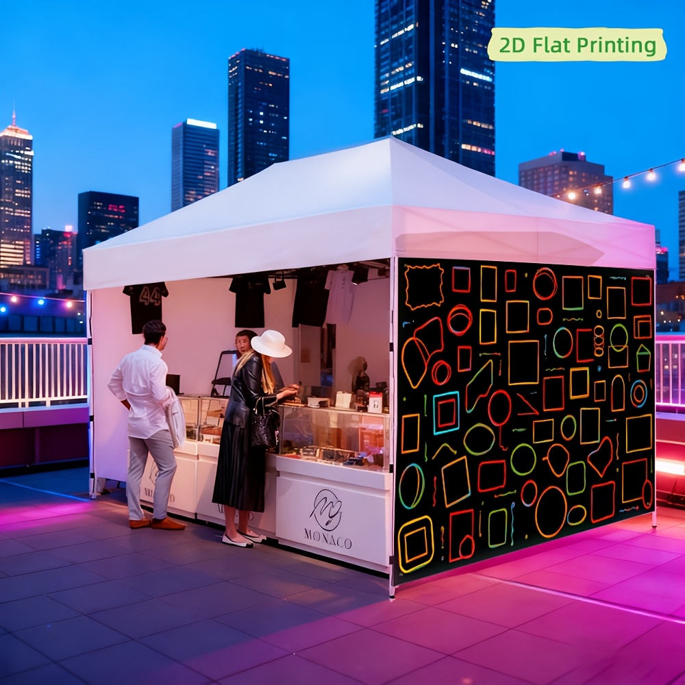 Portable Outdoor Sun Shelter with Neon Geometric Sidewalls