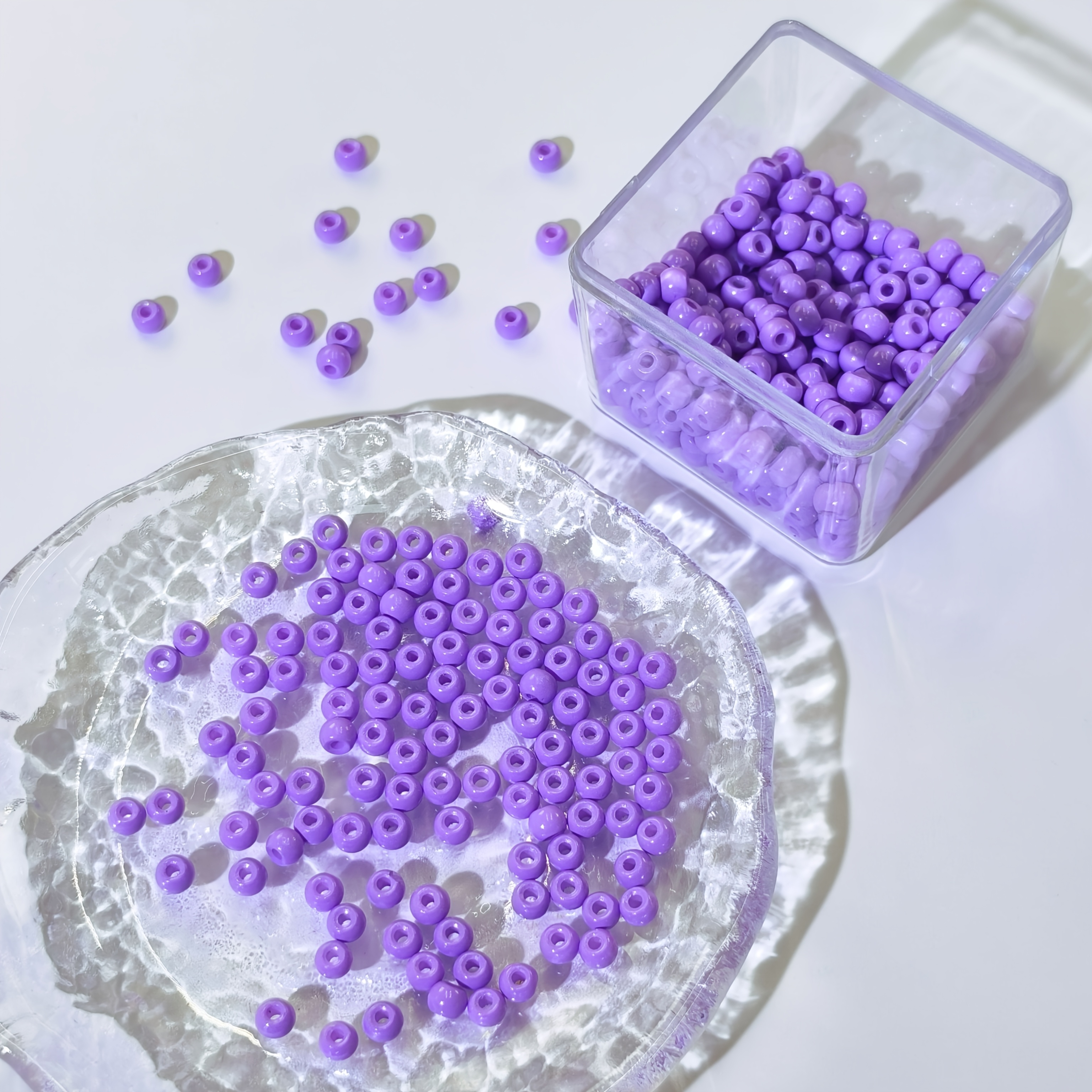 25G Solid Color Enamel Glass Round Beads, 4Mm