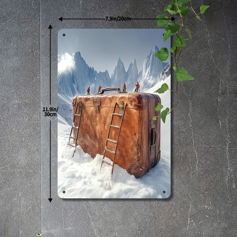 2d a giant suitcase made brown leather two ladders small Temu