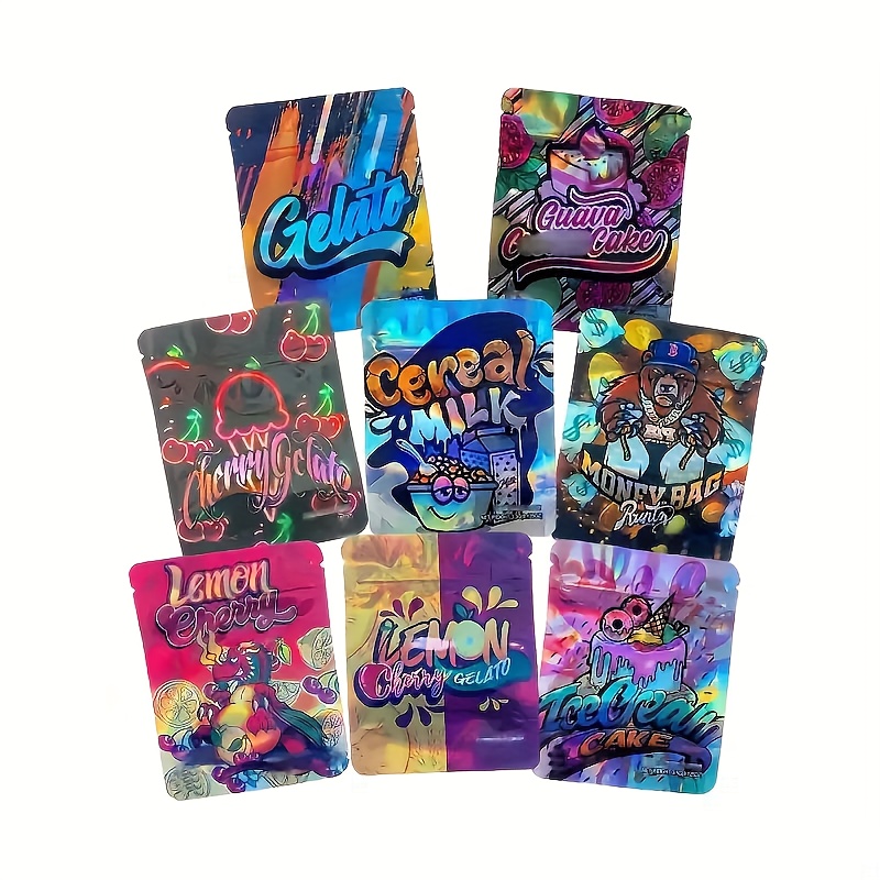 TEMU 100 Mylar Bags, 3.5g Zipper Bags, Candy Bags, Plastic Bags, Cookie Bags, Gummy Bags, Odor-proof Bags, Reusable Storage Bags, Suitable For