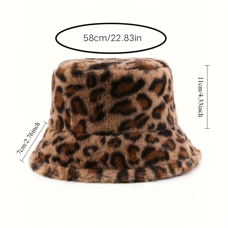 1 pack womens leopard print plush bucket hat adjustable  display picture 1