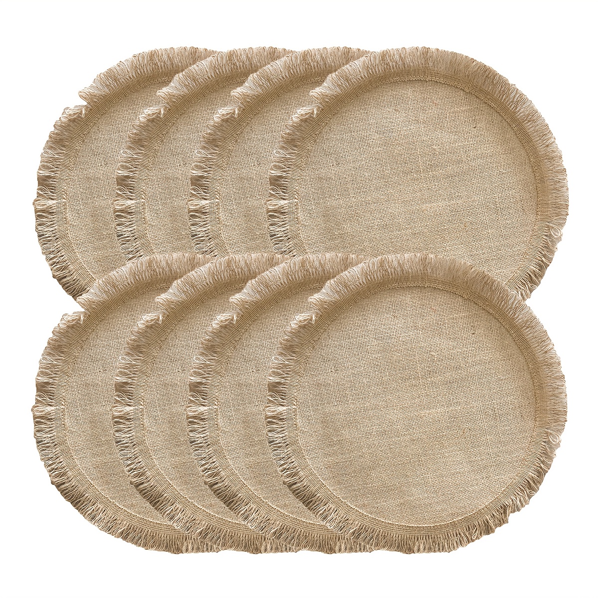 Image of 4/8pcs Coil Linen Round Placemats Luxury Linen Round Placemats, Reunion Style Placemats, Sky And Style Round Placemats, Suitable For Restaurant Wedding Christmas Decoration Mats