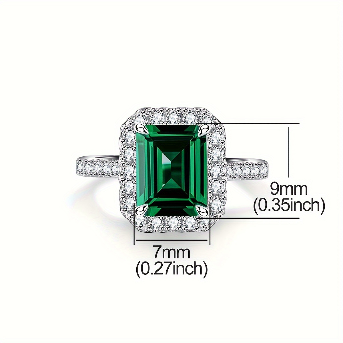 Vintage Green Zirconia Engagement Ring in S925 Silver