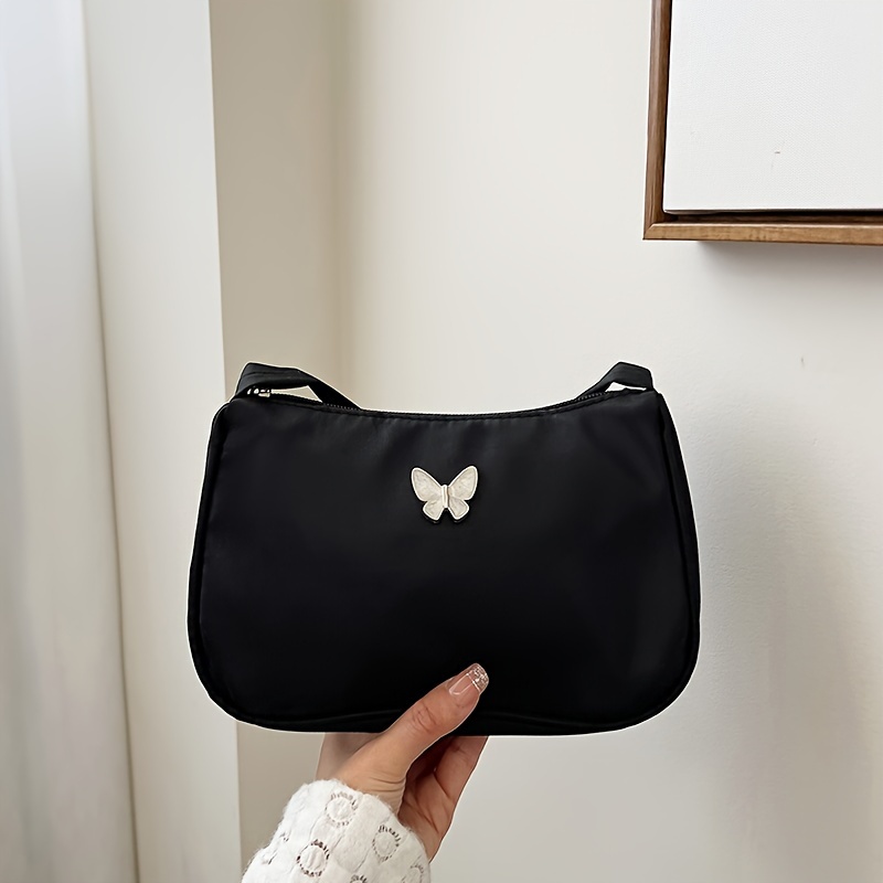 TEMU [customer Favorite] Chic Nylon Shoulder Bag For Girls - Lightweight, Fashionable Crossbody With Coin & Phone Pockets, Polyester Lined