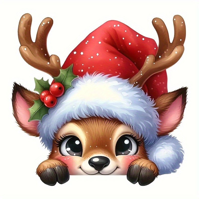 

6inch Christmas Deer Vinyl Decal, Car Sticker For Laptop, Bottle, Truck, Phone, Motorcycle, Window, Wall, Cup Decals