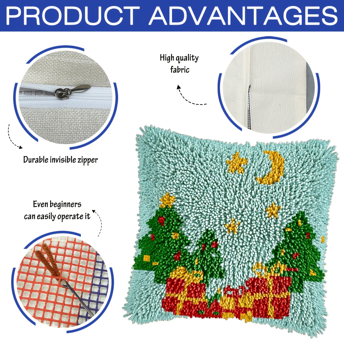 Latch Hook Kit Pillow Plant, Merry Christmas Pattern
