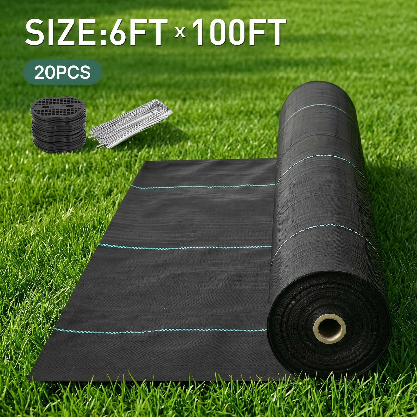 TEMU 3/6ft X 100ft Weed Barrier Landscape Fabric, Heavy-duty Pp Garden Ground Cover With Clear Guide Lines, Easy-to-install Weed Control Fabric,
