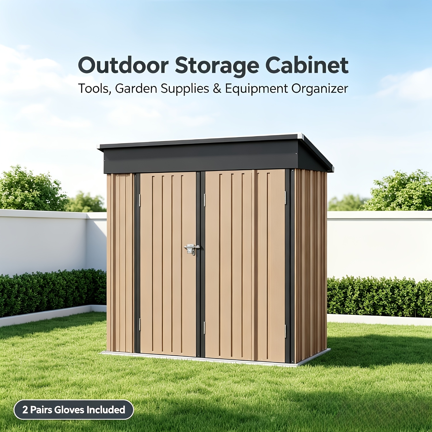 TEMU 1.5 X 0.9 Meters Metal Garden Cabin, Galvanized Outdoor Storage Shed, With Reinforced Roof, Lockable Door And Hanging Roof, Sturdy And Durable,