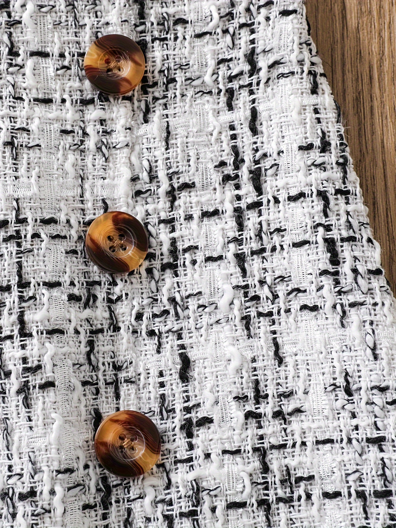 Flounce Trim Long Sleeve Top Tweed Knit Skirt