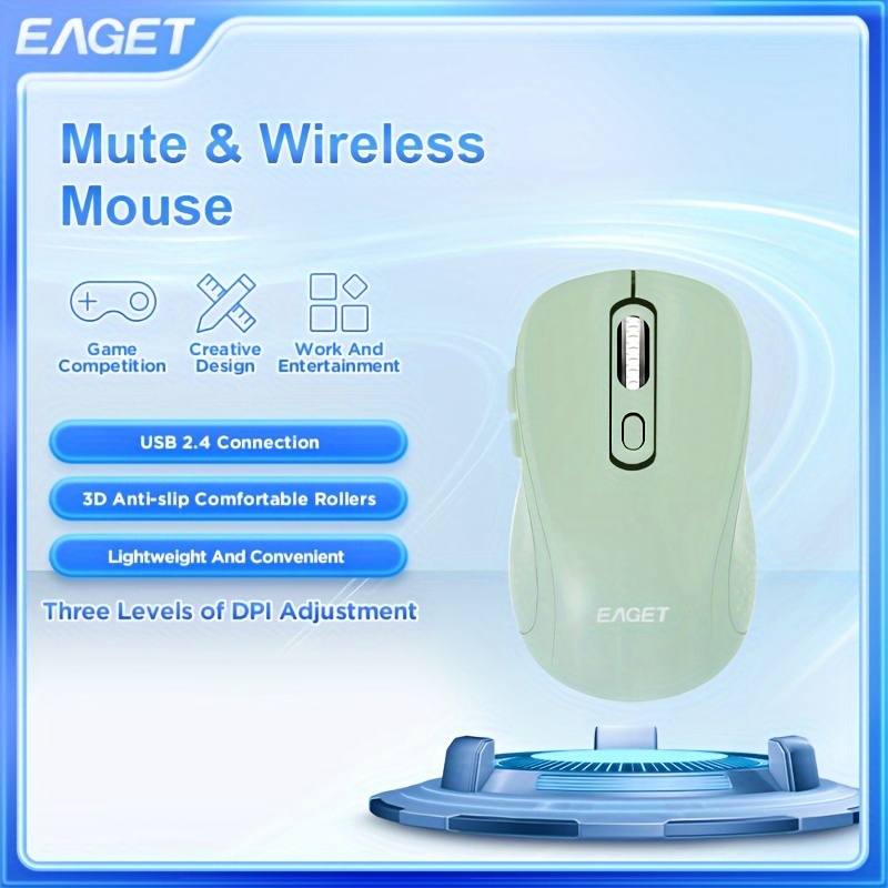 

Eaget Wireless Mouse 2.4g Silky Feel, Ergonomic Design, Sensitive, Mute Mouse, Holiday Gift, Color: Pink, Black, Green