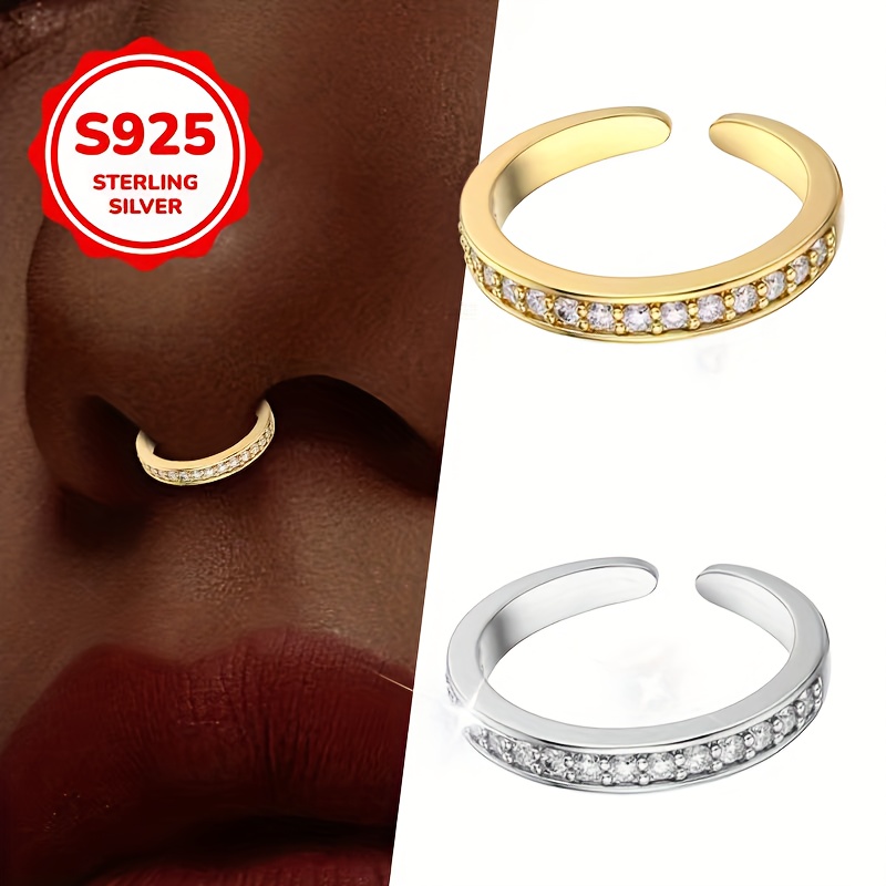 Non-Piercing Nose Stud with Synthetic Cubic Zirconia