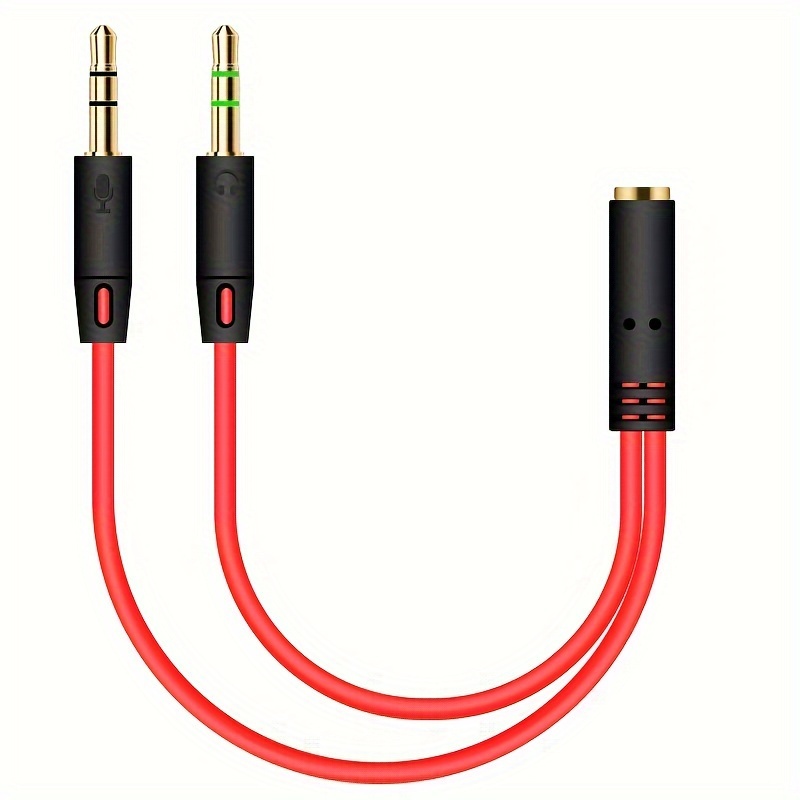 1pc divisor y 2-en-1 cable de audio estéreo aux 3.5mm, adaptador   a hembra para mp3, mp4, auriculares, computadoras - no requiere energía, sin batería detalles 7