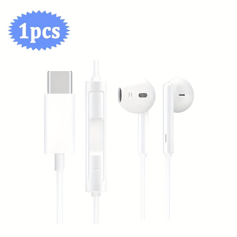 Image of Type-c Wired Earphones, Compatible With Iphone 16/15, In-ear Headphones For Ipad, Flat-tip, , Xiaomi, Vivo, Oppo, Oneplus. Universal Wired Headphones With Buttons, High-, Clear Calls