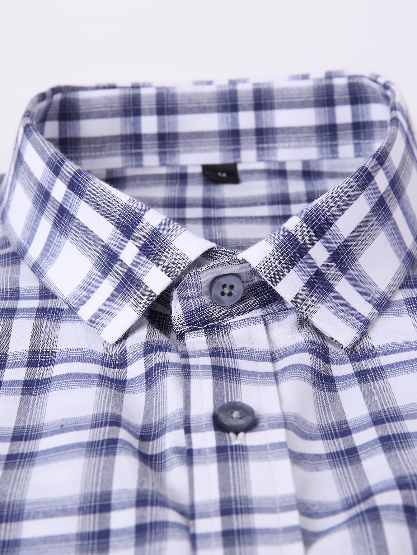 checkered blue dress shirt Navy Blue Checkered Dress Shirt | The Ming Slim Fit main image 0
