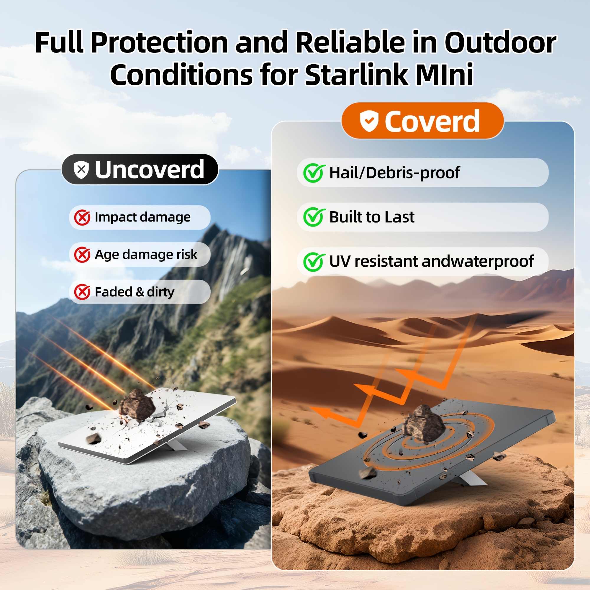 Housse de protection Starlink Mini | Manchon en silicone liquide, Marque EUNIK, Noir, Protège contre les rayures et les grêlons pour le camping et l'extérieur