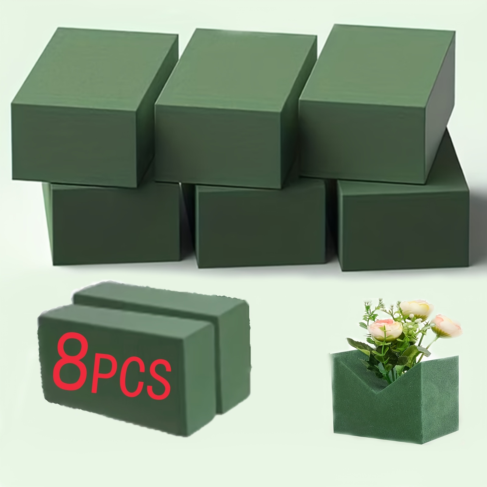 TEMU 8 pezzi di di schiuma grandi, schiuma verde ad densit�, blocchi di schiuma verde rettangolari 5.51 X 3.15 X 1.77 pollici, adatti per decorazioni
