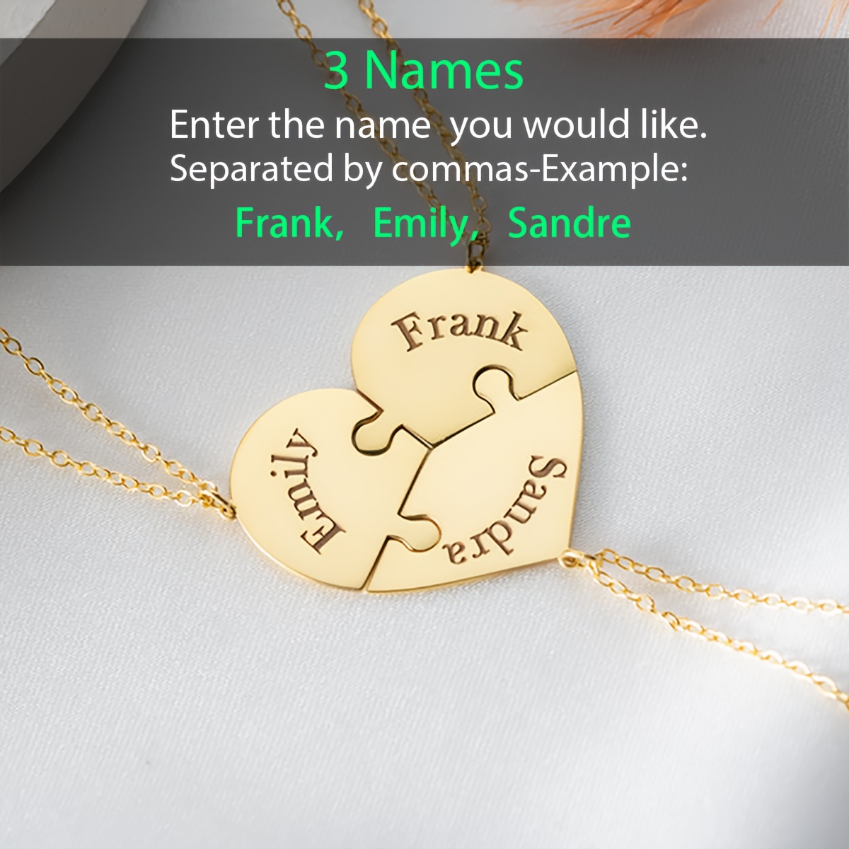 Custom Heart-Shaped Puzzle Necklace — Personalized Friendship Gift