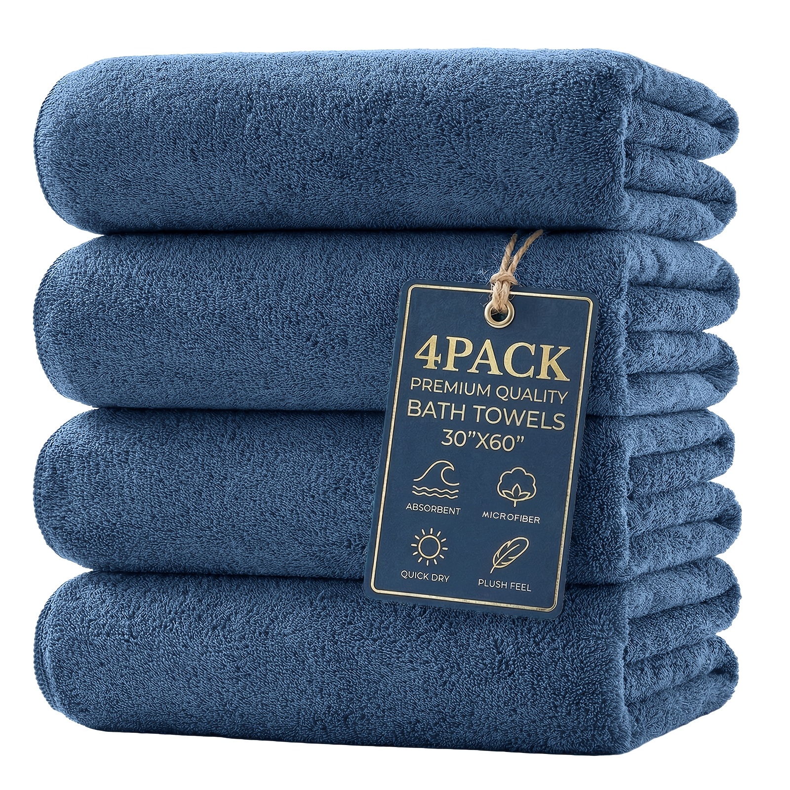 TEMU 4pcs Ultra Soft Bath Towels 31'' X 60'', 275gsm, Quick-dry Microfiber Coral Velvet Premium Lightweight Towel Set Collection For Bath Fitness,