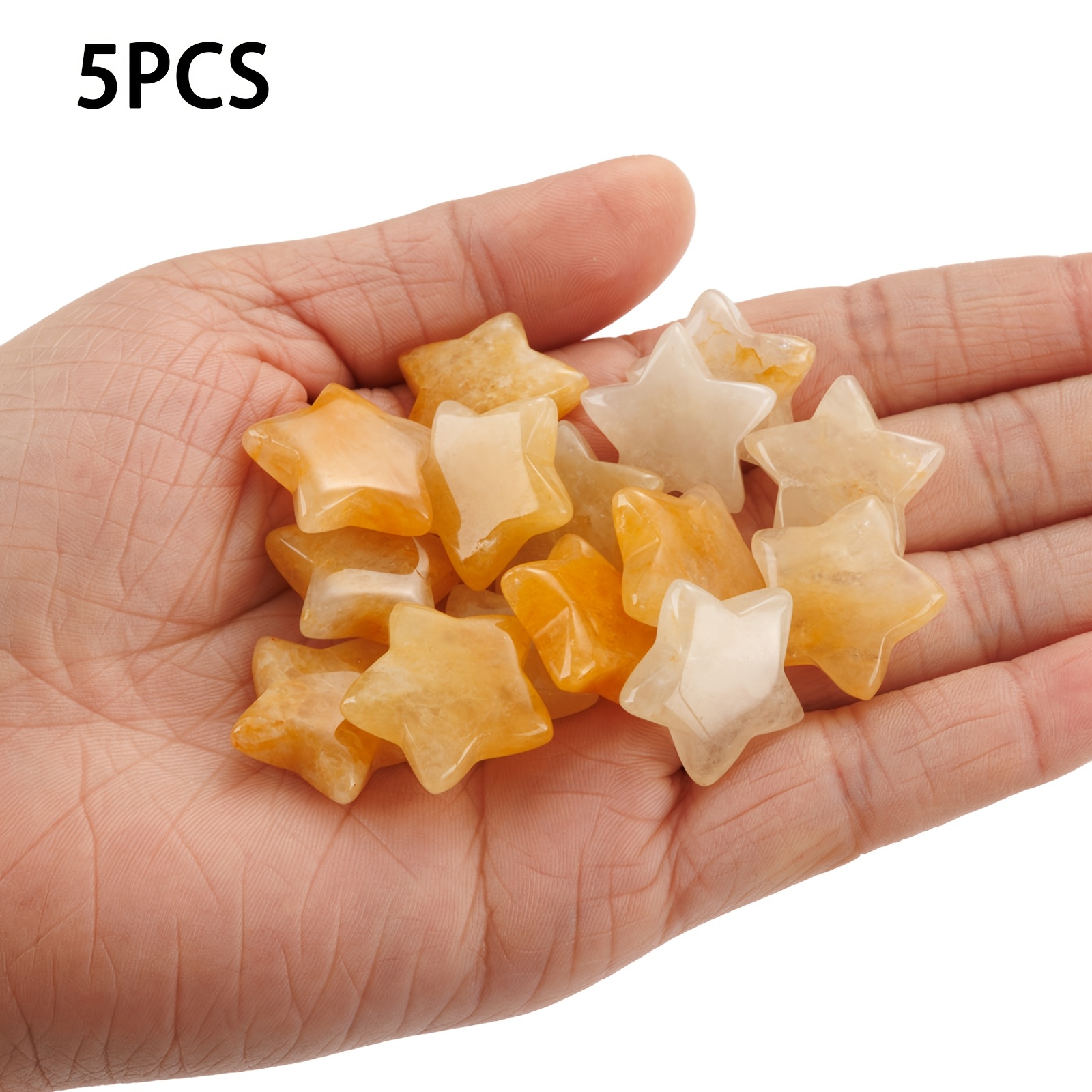 TEMU Ensemble de 5 pierres de citrine - Mini pierres de guérison en vrac pour cadeaux et cadeaux de Noël pour femmes