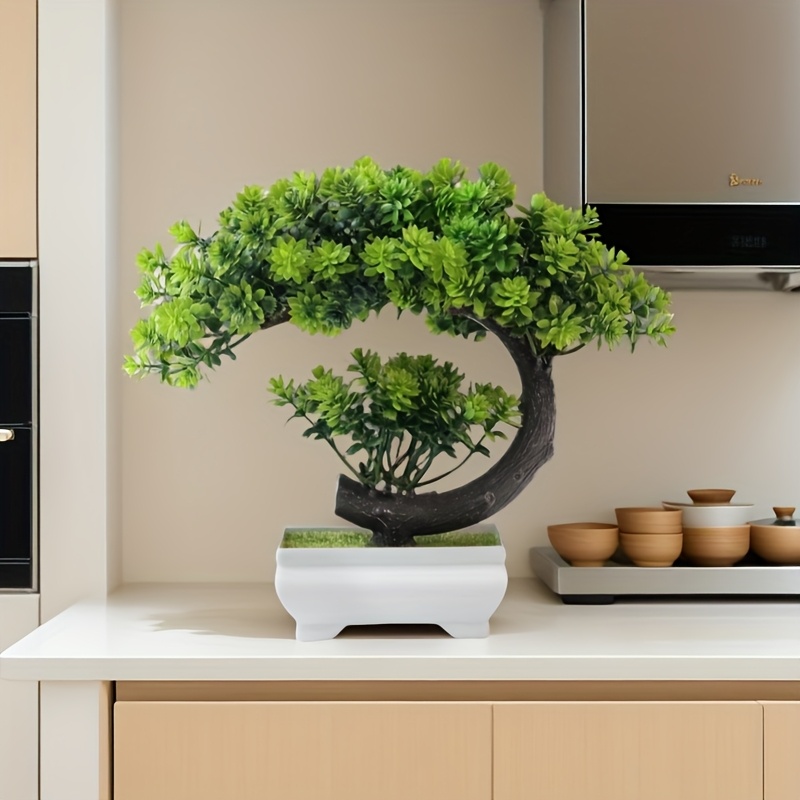 1pc Artificial Green for Lotus Bonsai Tree Plant, Faux Simulation Greenery, Suitable for Indoor/Outdoor Decoration: Cabinets, Corridors, Hotels, Gardens, Courtyards, Gifts, Living Rooms, Offices, Bedrooms, Display Cabinets, Bookshelves, Bathroom