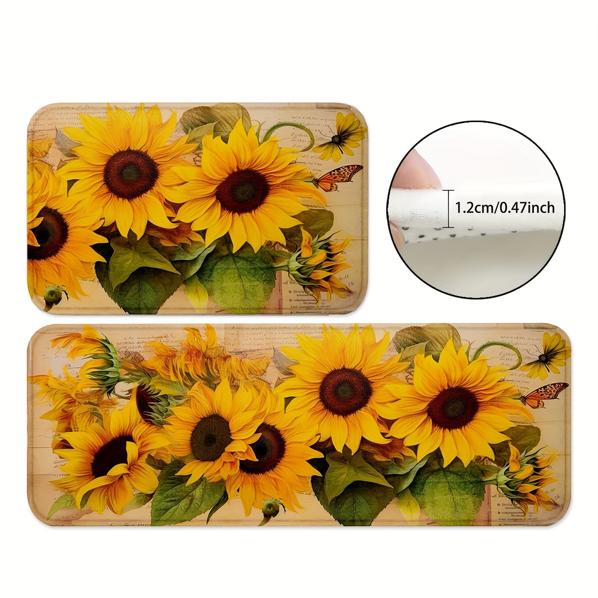 

Sunflower Kitchen & Bathroom Mats - Non-slip, , Machine Washable Runner Rugs For Home, Office, Laundry - Comfortable Standing Pads In Sizes