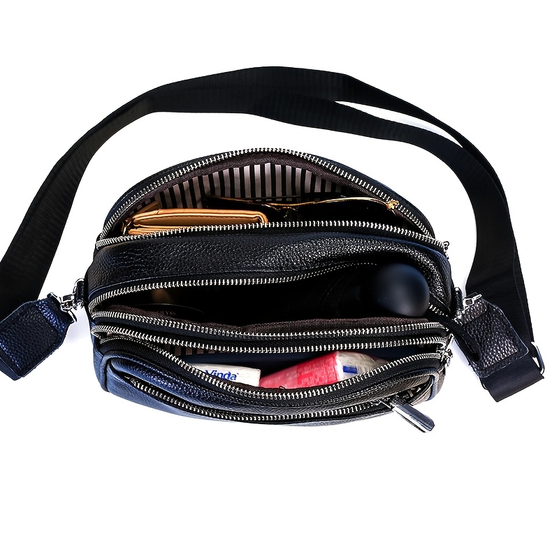 Women's Top-Grain Cowhide Single-Shoulder Bag, Multi-Compartment Crossbody