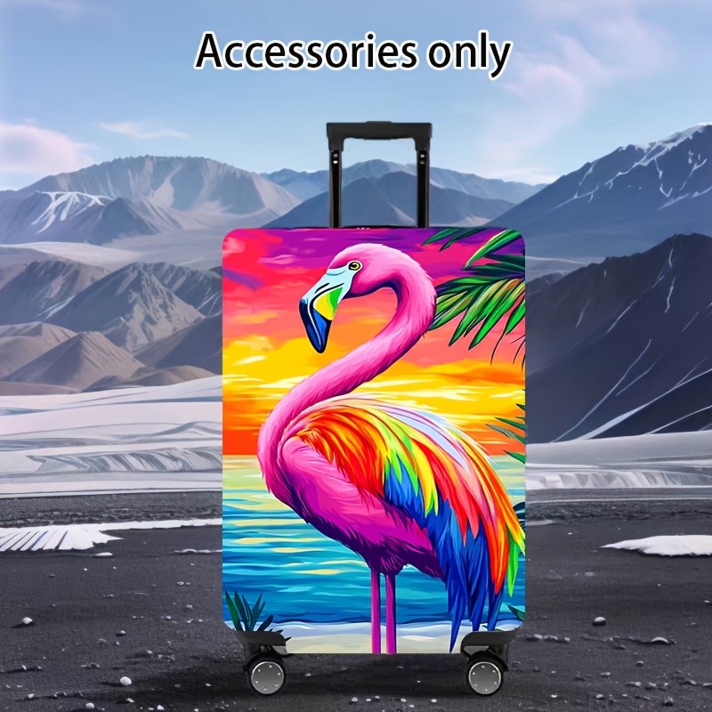 TEMU Travel Essential Flamingo Patterned Luggage Cover, Dustproof Elastic Travel Accessory For Spinner Luggage Only - Elastic Luggage Cover For
