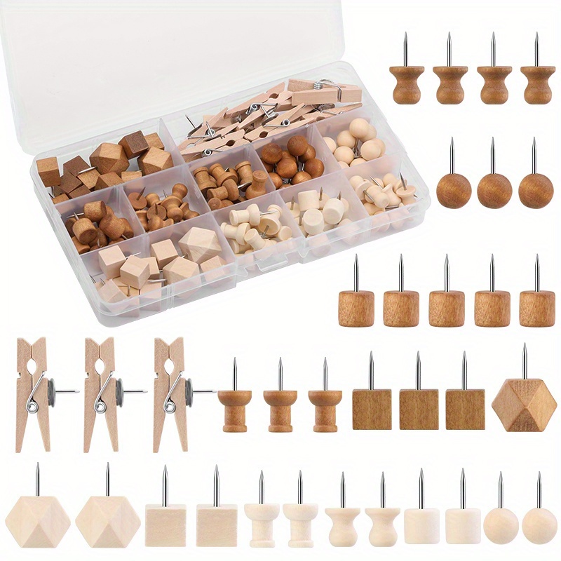 E-shop 114 Dekorative Kartenstecker mit Aufbewahrungsbox - 2 Farben & 7 Arten, Langlebige Eisen-Pinstecker für Pinnwände, Bastelprojekte, Büro- und