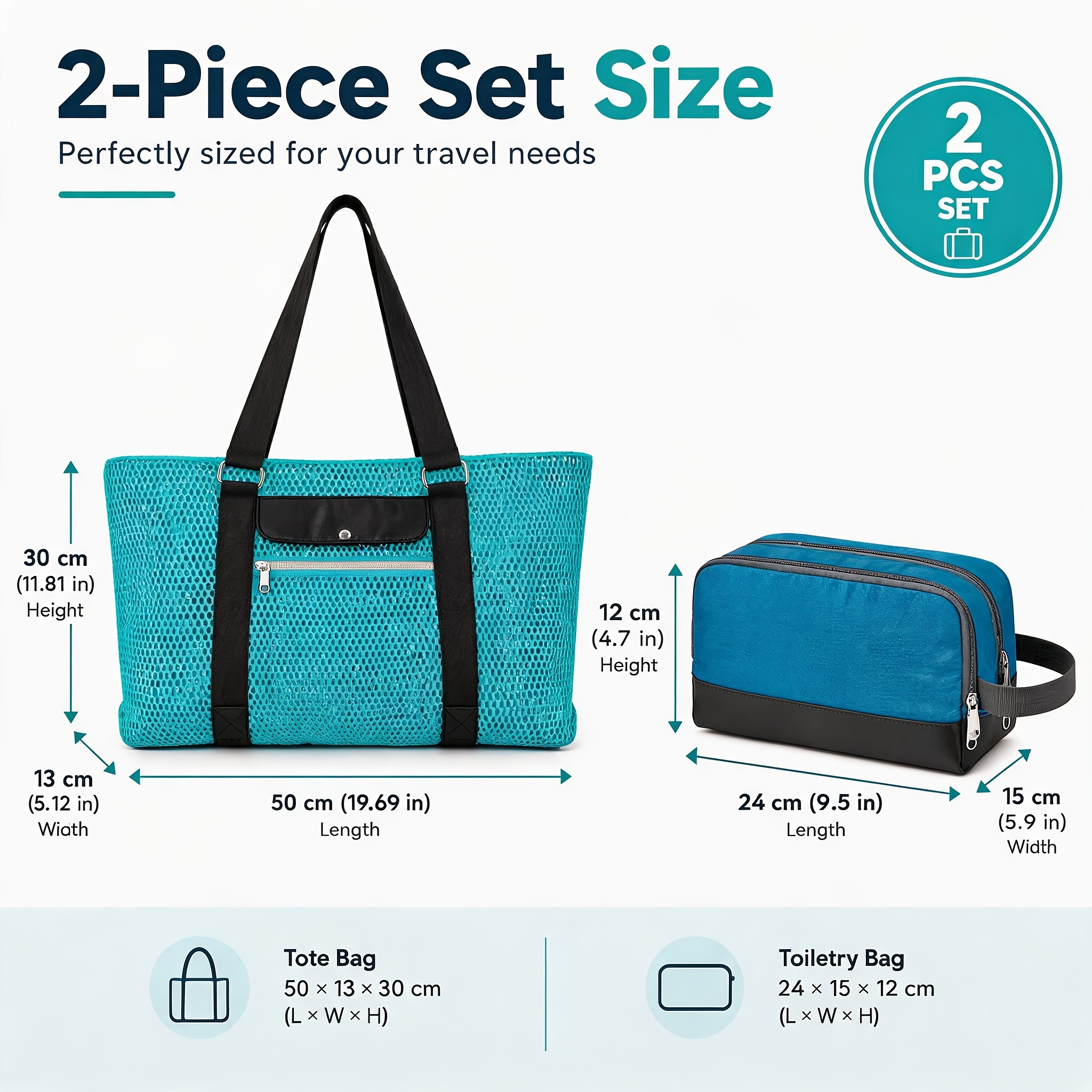 2pcs Travel Bag Set with Toiletry Pouch