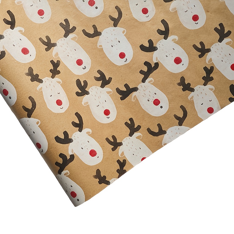 

Reinforced Kraft Gift Wrap Paper, 17in X 118in Large Deer Head Pattern, , With 30% Extra Tensile Strength, For Christmas, Birthday, Graduation, Bouquets & Gift Decorations