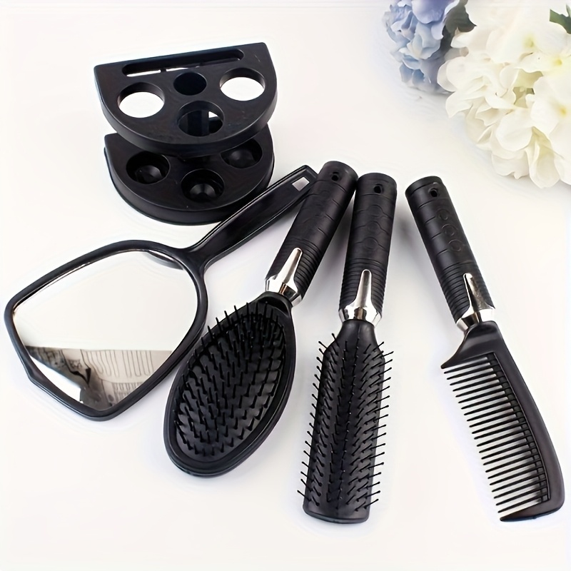 

A Set Of 4pcs Hair Styling Comb Set, Professional Hairdressing Comb Set, Hair Styling Tool, Mirror And Bracket Comb Set, Suitable For Women And Men, Four-piece Set