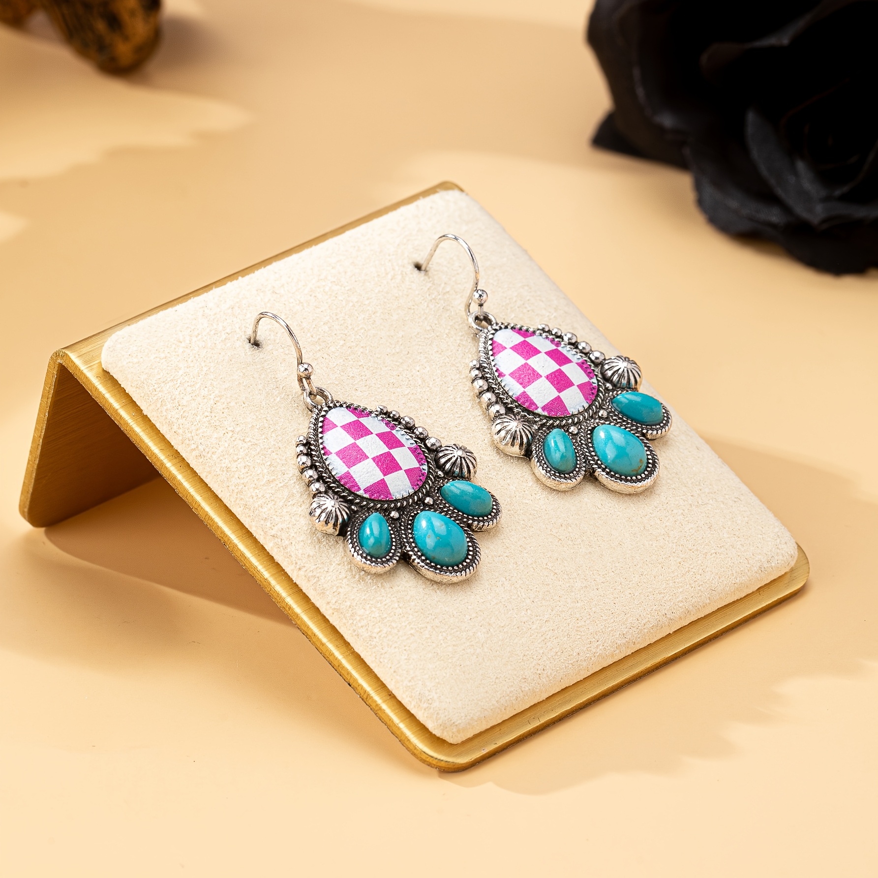 

Women's Fashion Earrings, Cute Red Printed Synthetic Turquoise , Antique Silvery Plated Zinc Alloy With Copper Post, Cute Theme Jewelry