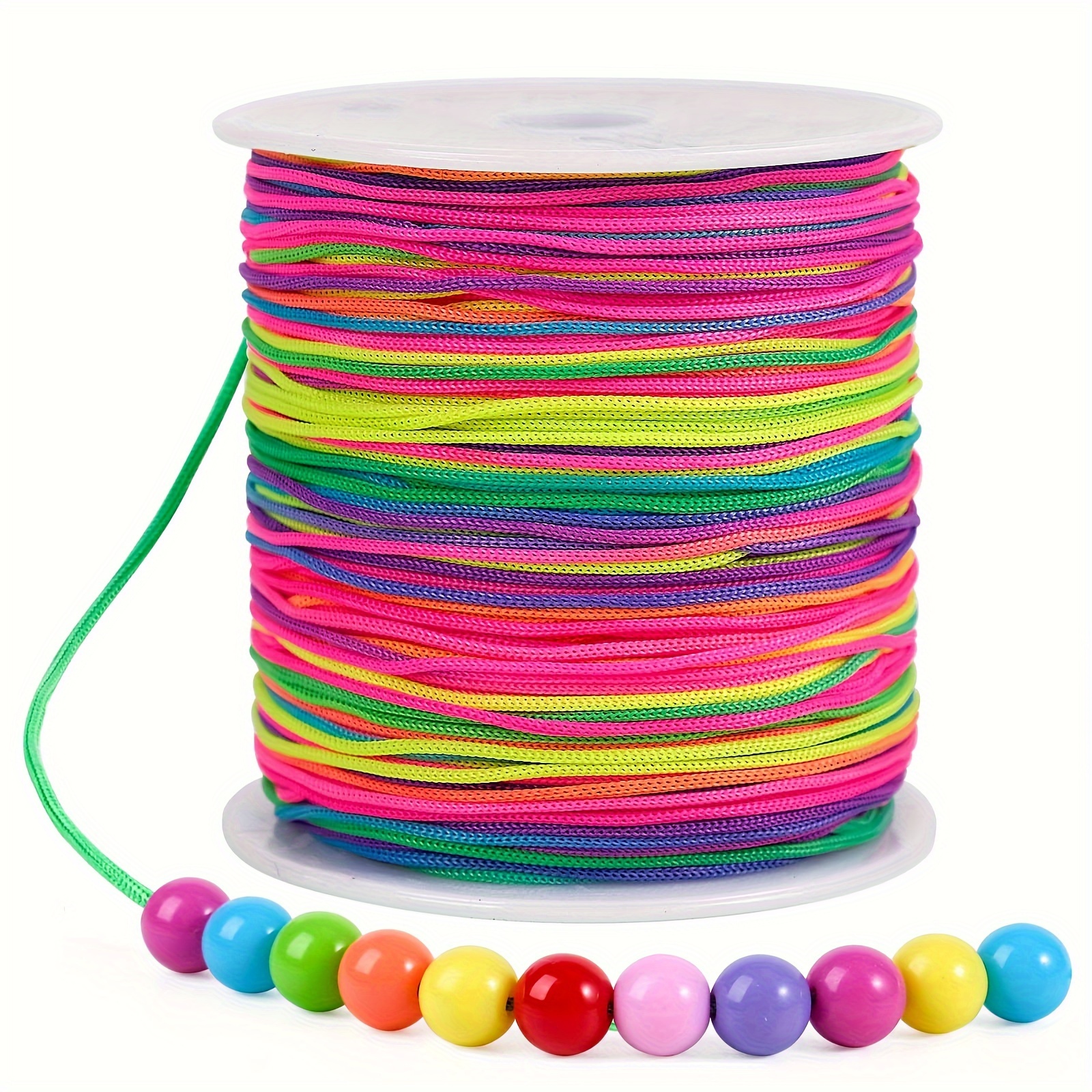 

109 Yards Rainbow Elastic Cord - Stretchy Polyester Beading String For Diy Jewelry, Bracelets & Headbands Craft Supplies