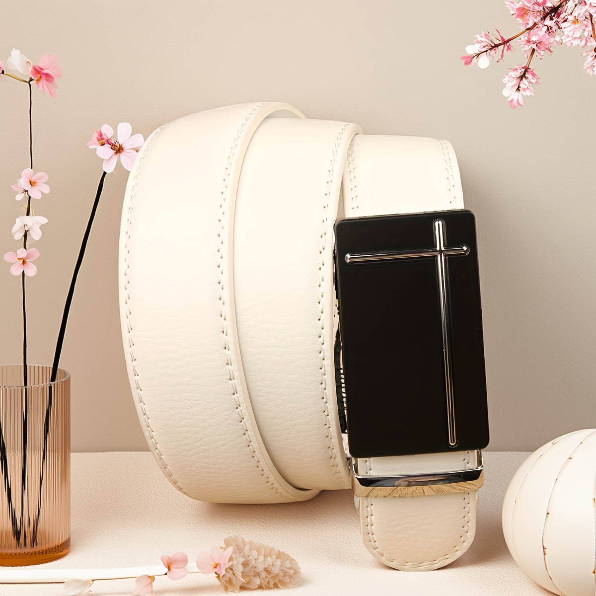 Men's Automatic Buckle Belt with PU Leather
