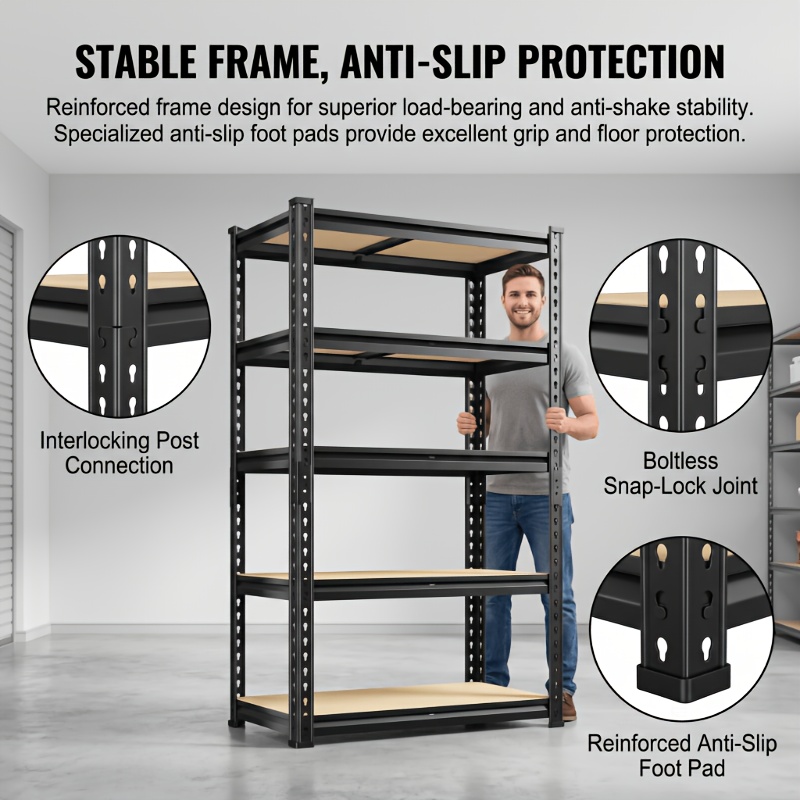 6-tier Heavy Duty Metal Storage Shelving, 48" W X 24" D X 72" H Adjustable Garage Shelf Unit, 3000 Lbs Load Industrial Storage Rack For Basement Warehouse Storage And Organization