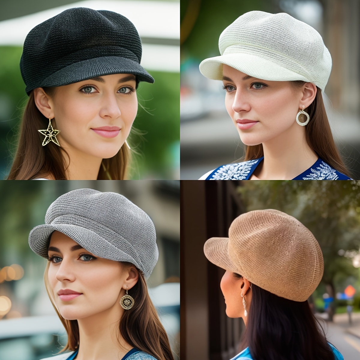 

Women's Newsboy Cap, Fashionable Beret Hats, Breathable Mesh Design, Adjustable Casual And Stylish Headwear For All Seasons