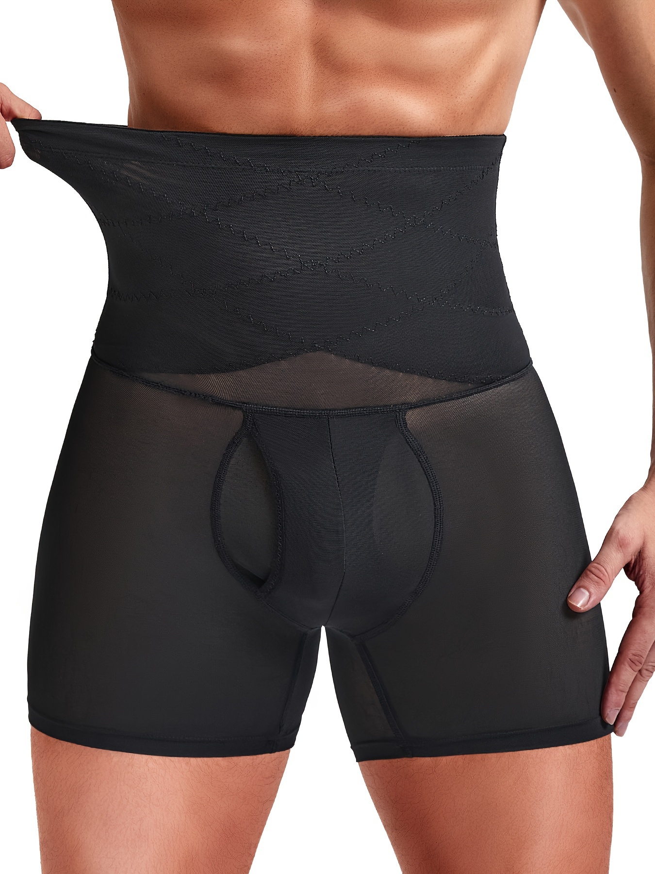 Men's Black Tummy Control Pants High Waist Slimming - Temu