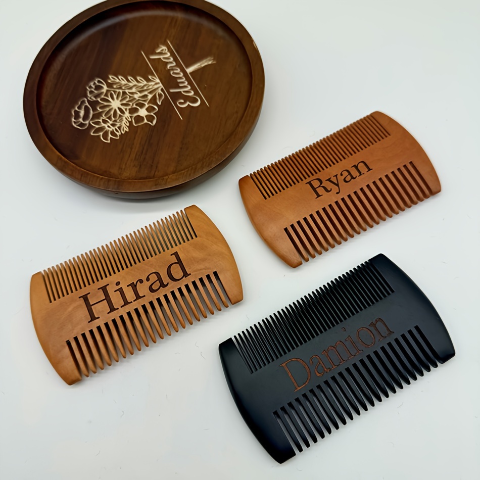 

Custom Engraved Men's Beard Comb - Personalized Wooden Mustache Grooming Tool, Christmas & Father's Day Gifts, Lightweight, Laser Engraving