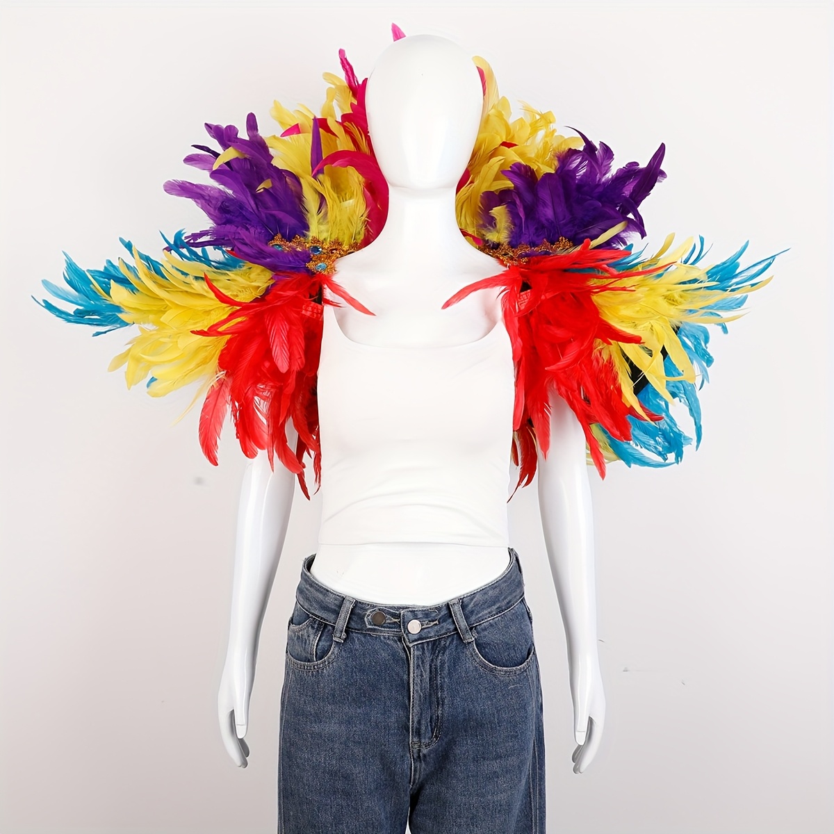 Capa De Plumas Blanca FIESTAS GUIRCA (30x90 Cm) – Accesorio De Disfraz Para Halloween, Carnaval Y Mascaradas