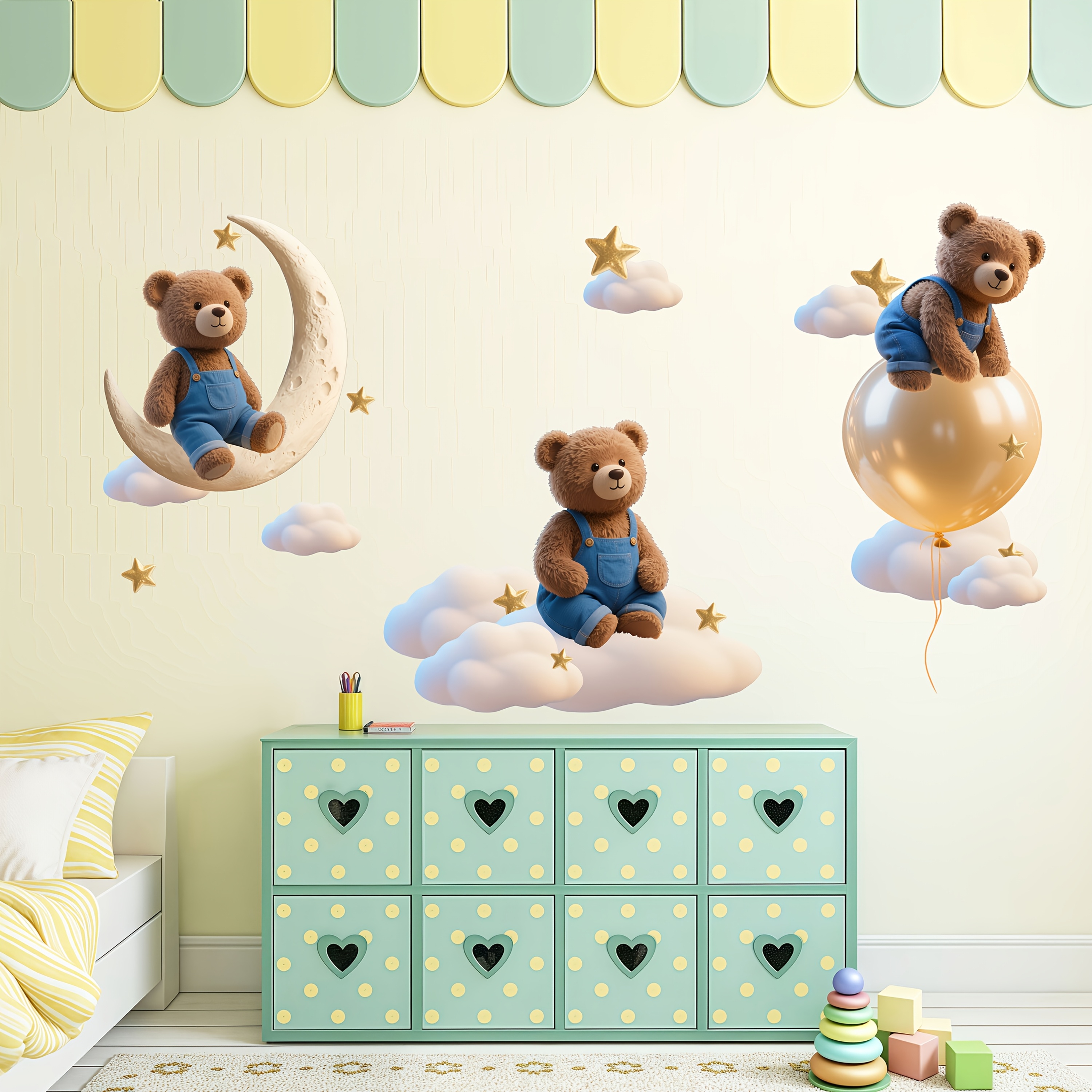 Image of A Set Of 3 Sleeping Balloon Pattern Self-adhesive Wallpaper Pvc And Fashionable, Used For Room And Living Room Decoration To Make The Brand New, Suitable For Festivals And Birthday Gifts